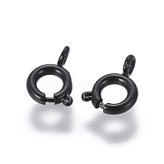 304 Stainless Steel Smooth Surface Spring Ring Clasps, Electrophoresis Black, 5x1.3mm, Hole: 1.4mm(STAS-E462-02A-B)
