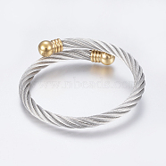 304 Stainless Steel Torque Bangles, Golden & Stainless Steel Color, 2-1/8 inch(55mm)
~2-3/8 inch(60mm)(BJEW-G584-18A)