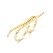 Brass Wire Open Cuff Rings, Double Rings, Real 18K Gold Plated, Inner Diameter: 17~17.5mm(RJEW-P098-02G)