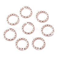 304 Stainless Steel Jump Rings, Open Jump Rings, Twisted, Rose Gold, 18 Gauge, 6x1mm, Inner Diameter: 4mm(STAS-F191-12RG-A)