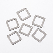 Tarnish Resistant 304 Stainless Steel Links Connectors, Rhombus, Stainless Steel Color, 18x18x0.8mm, Hole: 1.2mm(X-STAS-L200-14P)