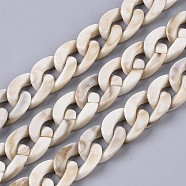 Handmade Acrylic Curb Chains, Imitation Gemstone Style, Two Tone Color, Wheat, Link: 23.5x16.5x5.5mm, 1m/strand(X-SACR-N006-004D)