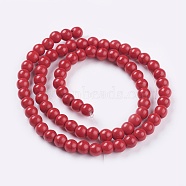 1 Strand Dyed Crimson Round Synthetic Turquoise Beads Strands, 6mm, Hole: 1mm, about 67pcs/strand, 15.75 inch(X-TURQ-G106-6mm-02H)