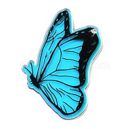 Acrylic Pendants, Blue, Butterfly, 43x27x1.5mm, Hole: 1.6mm(OACR-A034-03B)