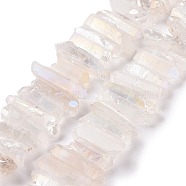 Natural Quartz Crystal Points Beads Strands, Dyed, Nuggets, WhiteSmoke, 15~30x4~8x4~7mm, Hole: 1mm, 8 inch(G-K181-B28)