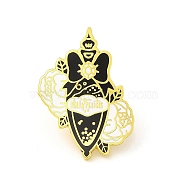 Alloy Enamel Pins for Backpack Clothes, Magic Bottle with Flower, Black, 30.5x21.5x1.6mm, Pin: 1mm(JEWB-G020-11G)