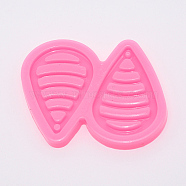 DIY Pendant Silicone Molds, Resin Casting Moulds, Jewelry Making DIY Tool For UV Resin, Epoxy Resin Jewelry Making, Teardrop, Pink, 76x70x6mm(DIY-WH0182-05M)