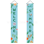 Hanging Polyester Sign for Home Office Front Door Porch Welcome Decorations, Rectangle with Word Welcome Summer, Word, 180x30cm, 2pcs/set(HJEW-WH0011-20F)