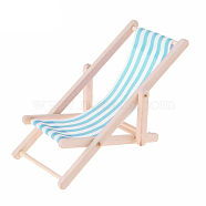 Miniature Foldable Wooden Beach Lounge Chair Display Decorations, with Cloth, for Dollhouse Decor, Dodger Blue, 110x50mm(MIMO-PW0001-061A-03)