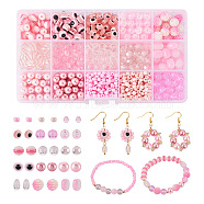 DIY Beads Jewelry Making Kit, Including Acrylic & Glass & Resin & Seed Beads, Round & Bicone & Oval & Flat Round, Pink(DIY-TA0004-15)