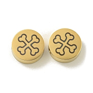 Halloween 304 Stainless Steel Beads, Real 18K Gold Plated, Flat Round, Cross, 8x3mm, Hole: 2mm(STAS-U017-01G-E)