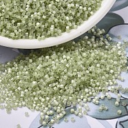 MIYUKI Delica Beads, Cylinder, Japanese Seed Beads, 11/0, (DB1815) Dyed Pale Lime Silk Satin, 1.3x1.6mm, Hole: 0.8mm, about 2000pcs/10g(X-SEED-J020-DB1815)