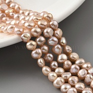 Natural Cultured Freshwater Pearl Beads Strands, Two Sides Polished, Grade 5A, Light Salmon, 4~5mm, Hole: 0.5mm, about 39pcs/strand, 7.09''(18cm)(PEAR-A006-03F)