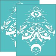 Self-Adhesive Silk Screen Printing Stencil, for Painting on Wood, DIY Decoration T-Shirt Fabric, Turquoise, Insect Pattern, 195x140mm(DIY-WH0337-049)