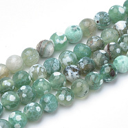 Dyed Natural Fire Crackle Agate Beads Strands, Round, Light Sea Green, 10~10.5mm, Hole: 1.2mm, about 36pcs/strand, 15.5 inch(G-Q462-127A-10mm)