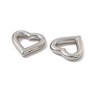 Non-Tarnish 201 Stainless Steel Linking Ring, Heart, Stainless Steel Color, 16x15x3mm, Inner Diameter: 7.5x9.5mm(STAS-J401-VC733)