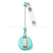 Iron & Plastic Beadable Badge Reels, Retractable Badge Holders, Flat Round, Turquoise, 200x32x14.5mm(AJEW-G055-01A)