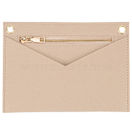 Felt Bags Organizer Insert, Mini Envelope Handbag Shaper Premium Felt, with Brass Grommets & Zipper, Tan, 22x15.7x0.5cm, Hole: 10mm(FIND-WH0126-39LG-03)