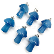 Cat Eye Pendants, with Stainless Steel Finding, Mushroom Charm, Dodger Blue, 20x15mm(FIND-SZC0010-574)