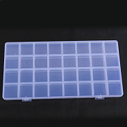 Transparent Plastic Bead Containers, with 32 Compartments, for DIY Art Craft, Nail Diamonds, Bead Storage, Rectangle, Clear, 25.7x13.2x2.3cm, Compartment: 3.1x3.1cm(X1-CON-YW0001-23)