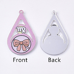 Acrylic Pendants, PVC Printed on the Front, Film and Mirror Effect on the Back, teardrop, with Constellation, Virgo, Virgo, 29.5x18x2mm, Hole: 1.5mm(X-OACR-S035-16J)