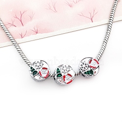 Alloy Rhinestone European Beads, Large Hole Beads, Christmas Theme, Santa Claus, 10.5x8mm, Hole: 5mm(MPDL-Q213-14AS)