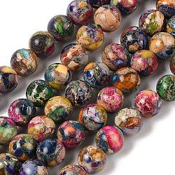 Dyed Natural Regalite/Imperial Jasper/Sea Sediment Jasper Beads Strands, Round, Mixed Color, 8mm, Hole: 1.2mm, about 23pcs/strand, 7.64''(19.4cm)(G-B124-C01-19)