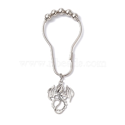 Iron Shower Curtain Rings for Bathroom, with Alloy Pendents, Dragon, Antique Silver, 113mm(AJEW-JB01182-03)