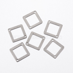 304 Stainless Steel Links Connectors, Rhombus, Stainless Steel Color, 18x18x0.8mm, Hole: 1.2mm(X-STAS-L200-14P)