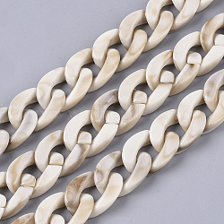 Handmade Acrylic Curb Chains, Imitation Gemstone Style, Two Tone Color, Wheat, Link: 23.5x16.5x5.5mm, 1m/strand(X-SACR-N006-004D)
