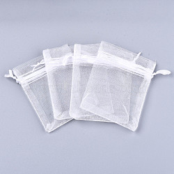 Organza Gift Bags with Drawstring, Jewelry Pouches, Wedding Party Christmas Favor Gift Bags, White, 30x20cm(OP-R016-20x30cm-04)