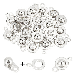 20Pcs 201 Stainless Steel Snap Clasps, Silver, 15x9x5mm, Hole: 1.5~1.8mm(STAS-GO0001-18S)