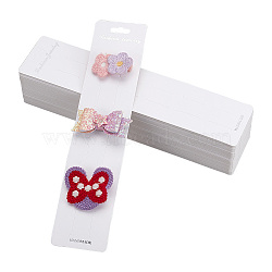 Paper Hair Clip Display Cards, Hair Barrettes Jewelry Hair Accessories, Rectangle with Word Fashion Jewelry, White, 24x5.5x0.05cm, Hole: 21x7mm(CDIS-WH0020-13)