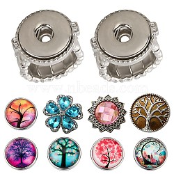 DIY Ring Making, with Adjustable Iron Snap Ring Components, Alloy Rhinestone Snap Buttons and Brass Glass Snap Buttons, Mixed Color, 20x8mm, Knob: 5mm(DIY-SC0008-57P)