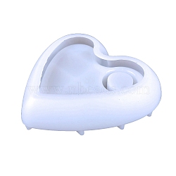 DIY Candle Holder Silicone Molds, Resin Plaster Cement Casting Molds, Heart, 13.2x14.6x3.3cm(PW-WG16351-03)