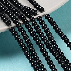 Baking Painted Glass Pearl Bead Strands, Pearlized, Round, Black, 3~4mm, Hole: 0.5mm, about 195pcs/strand, 23.6 inch(X-HY-Q003-3mm-80)