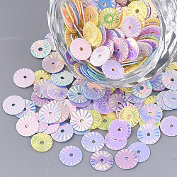 Ornament Accessories, PVC Plastic Paillette/Sequins Beads, Flat Round, Mixed Color, 6.5x0.4mm, Hole: 1mm, about 850pcs/bag(PVC-T005-011)