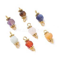 Chakra Theme Natural Tiger Eye & Rose Quartz & Amethyst & Topaz Jade & Red Agate & Amazonite & Sodalite Links Connectors, with Brass & Alloy Findings, Faceted, Round, Mixed Color, 15.5x6.5mm, Hole: 1.5mm(PALLOY-JF01190)