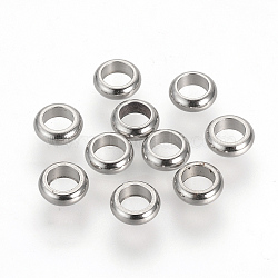 Tarnish Resistant 201 Stainless Steel Spacer Beads, Donut, Stainless Steel Color, 5x3.1mm, Hole: 1.8mm(STAS-R071-33)