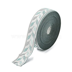 Embroidery Polyester Ribbon, Jacquard Ribbon, Garment Accessories, Leaf Pattern, Light Steel Blue, 1-3/8 inch(35mm), 25 yards/roll(OCOR-WH0033-88C)