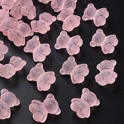 Transparent Acrylic Beads, Frosted, Bear, Light Salmon, 18.5x15.5x11mm, Hole: 2.5mm, about 330pcs/500g(MACR-S373-80-D10)