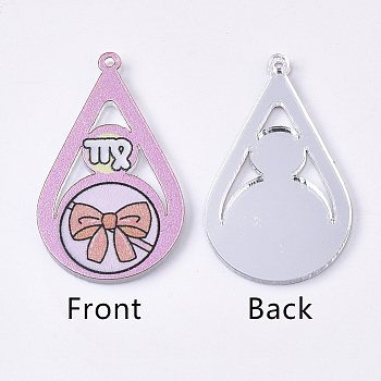 Acrylic Pendants, PVC Printed on the Front, Film and Mirror Effect on the Back, teardrop, with Constellation, Virgo, Virgo, 29.5x18x2mm, Hole: 1.5mm