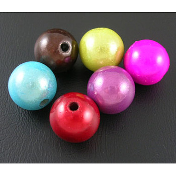 Spray Painted Acrylic Beads, Miracle Beads, Bead in Bead, Round, Mixed Color, 25mm, Hole: 2.5mm