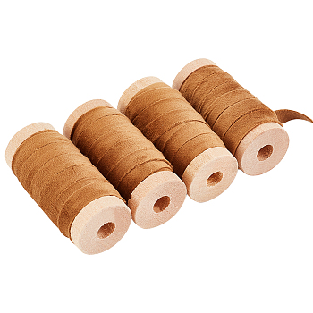 Velvet Ribbon, for Bowknot Making, Flat, Goldenrod, 3/8 inch(10mm), about 4.92 Yards(4.5m)/Roll