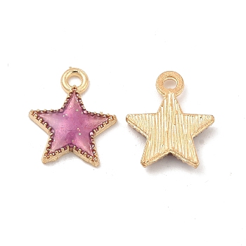 Alloy Enamel Charms, Star Charm, Light Gold, Old Lace, 15x13x2mm, Hole: 2mm