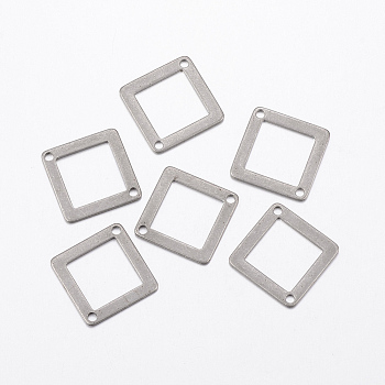 304 Stainless Steel Links Connectors, Rhombus, Stainless Steel Color, 18x18x0.8mm, Hole: 1.2mm