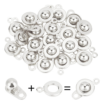 20Pcs 201 Stainless Steel Snap Clasps, Silver, 15x9x5mm, Hole: 1.5~1.8mm