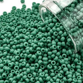 TOHO Round Seed Beads, Japanese Seed Beads, (55DF) Green Turquoise Matte Opaque, 11/0, 2.2mm, Hole: 0.8mm, about 1110pcs/bottle, 10g/bottle