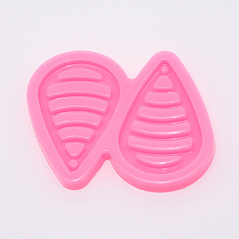 DIY Pendant Silicone Molds, Resin Casting Moulds, Jewelry Making DIY Tool For UV Resin, Epoxy Resin Jewelry Making, Teardrop, Pink, 76x70x6mm