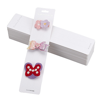 Paper Hair Clip Display Cards, Hair Barrettes Jewelry Hair Accessories, Rectangle with Word Fashion Jewelry, White, 24x5.5x0.05cm, Hole: 21x7mm